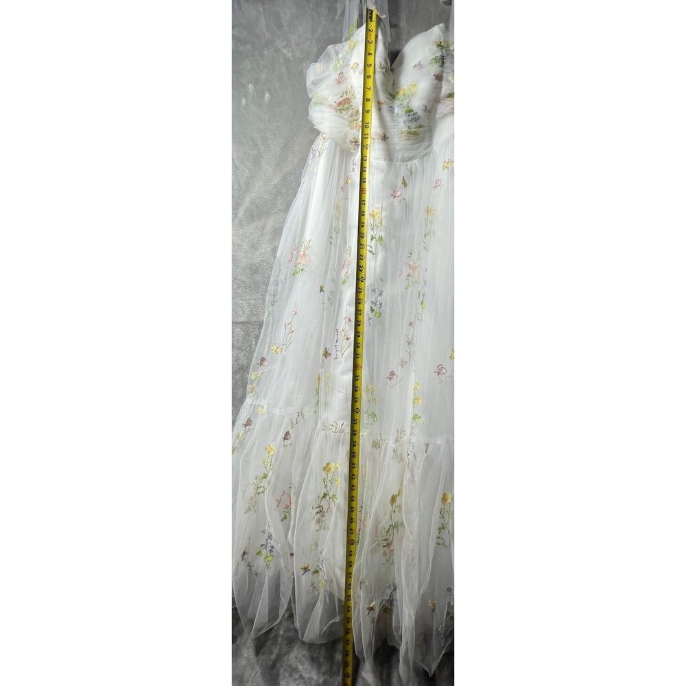 White Multicolor Floral Embroidered Tulle Satin Gown Dress Size 24W Sleeveless - Picture 11 of 13